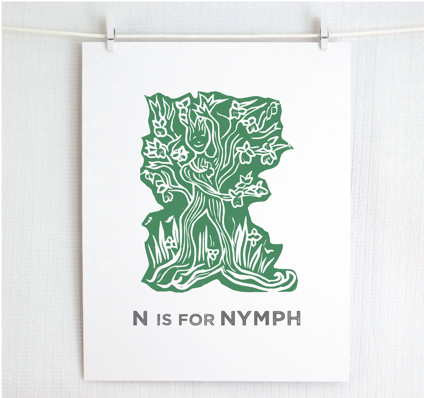 N is for Nymph Illustrated Print
