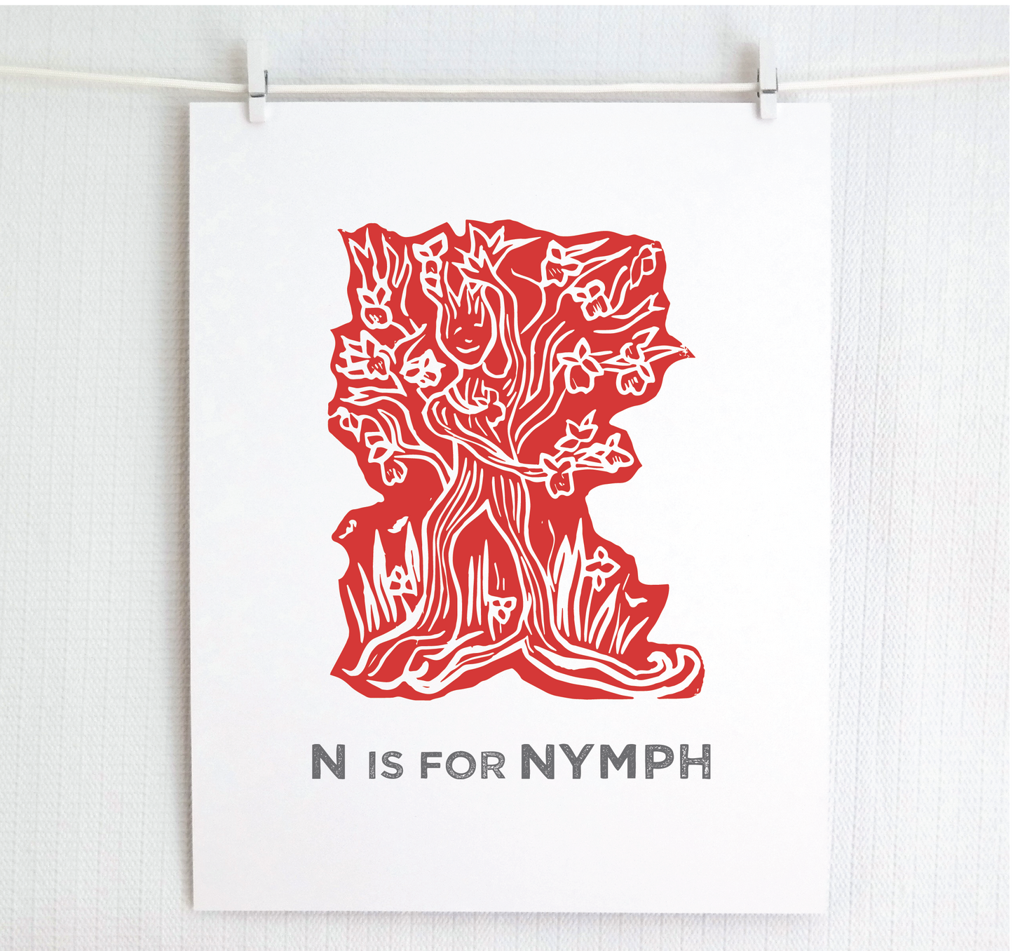 N is for Nymph Illustrated Print