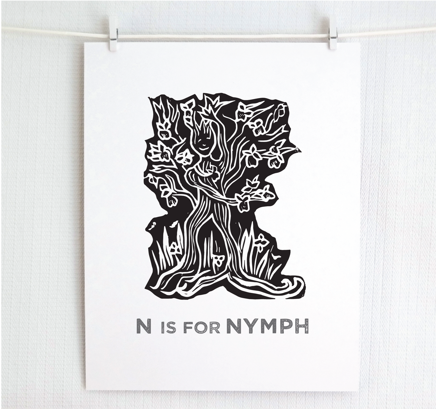 N is for Nymph Illustrated Print
