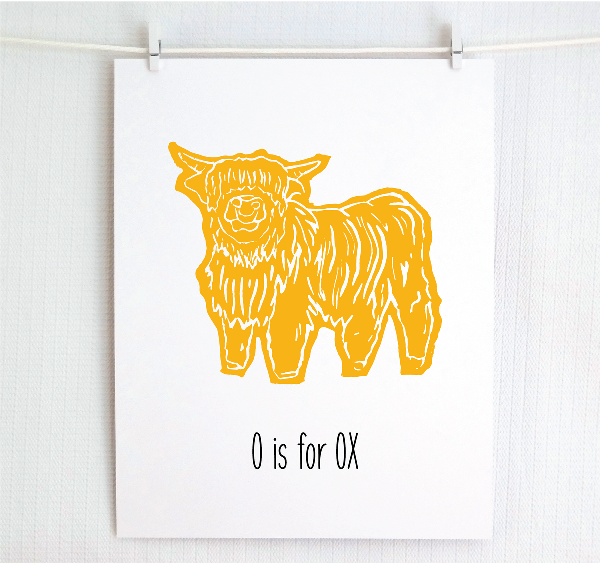 O is for Ox Illustrated Print