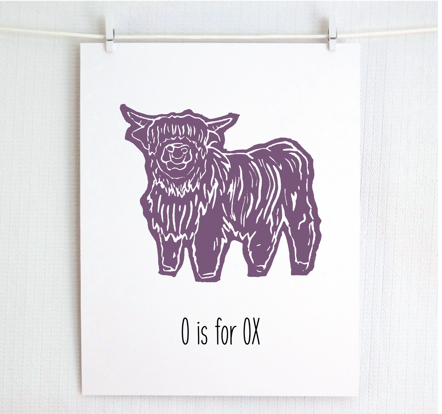 O is for Ox Illustrated Print