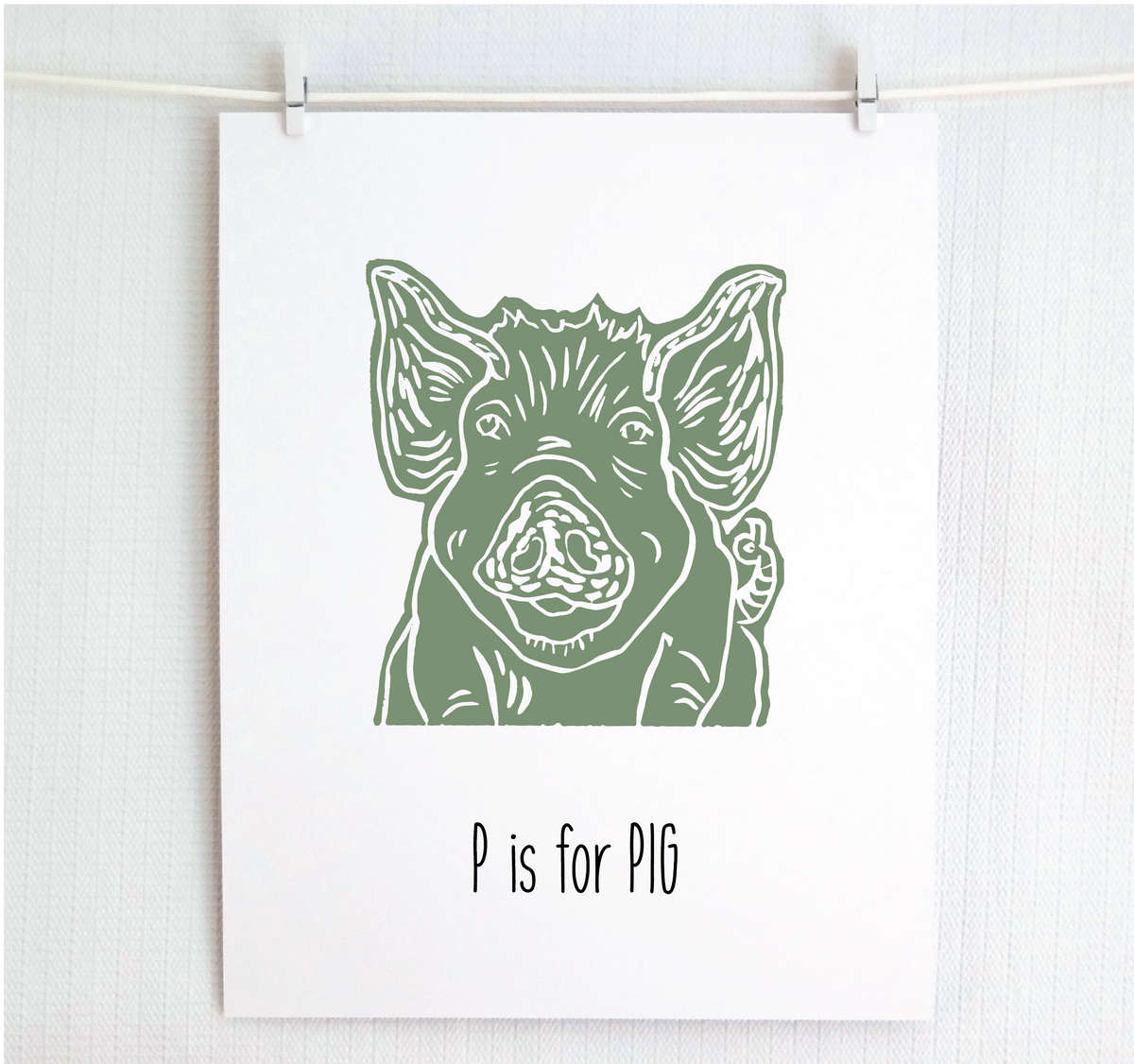 P is for Pig Illustrated Print
