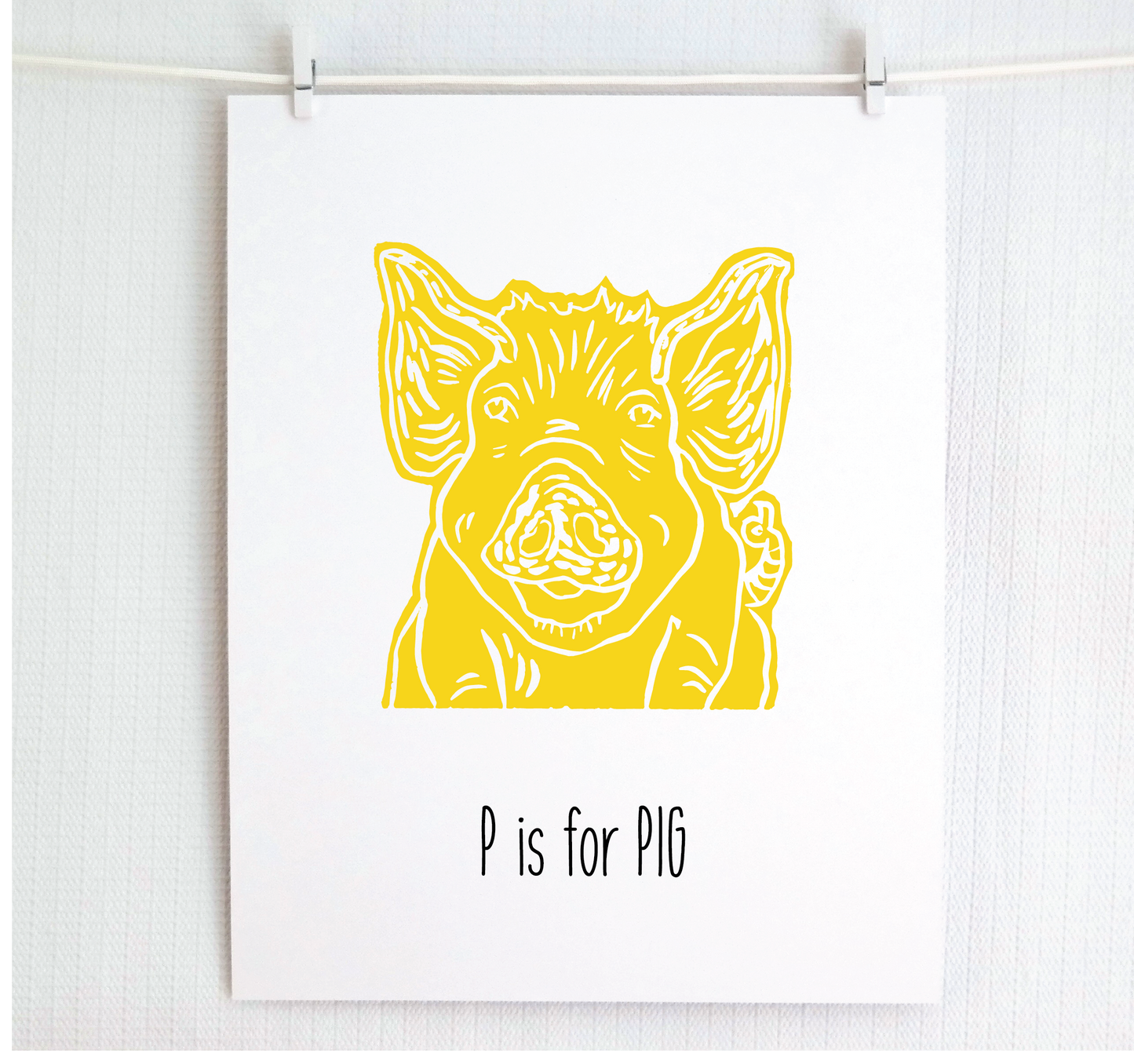 P is for Pig Illustrated Print