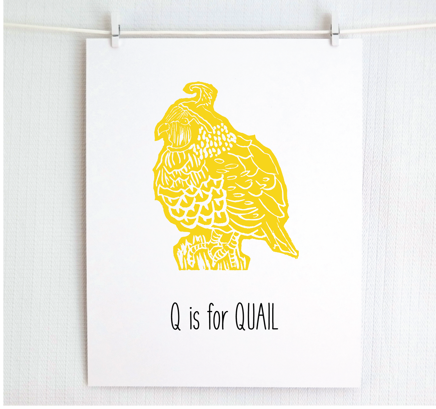 Q is for Quail Illustrated Print