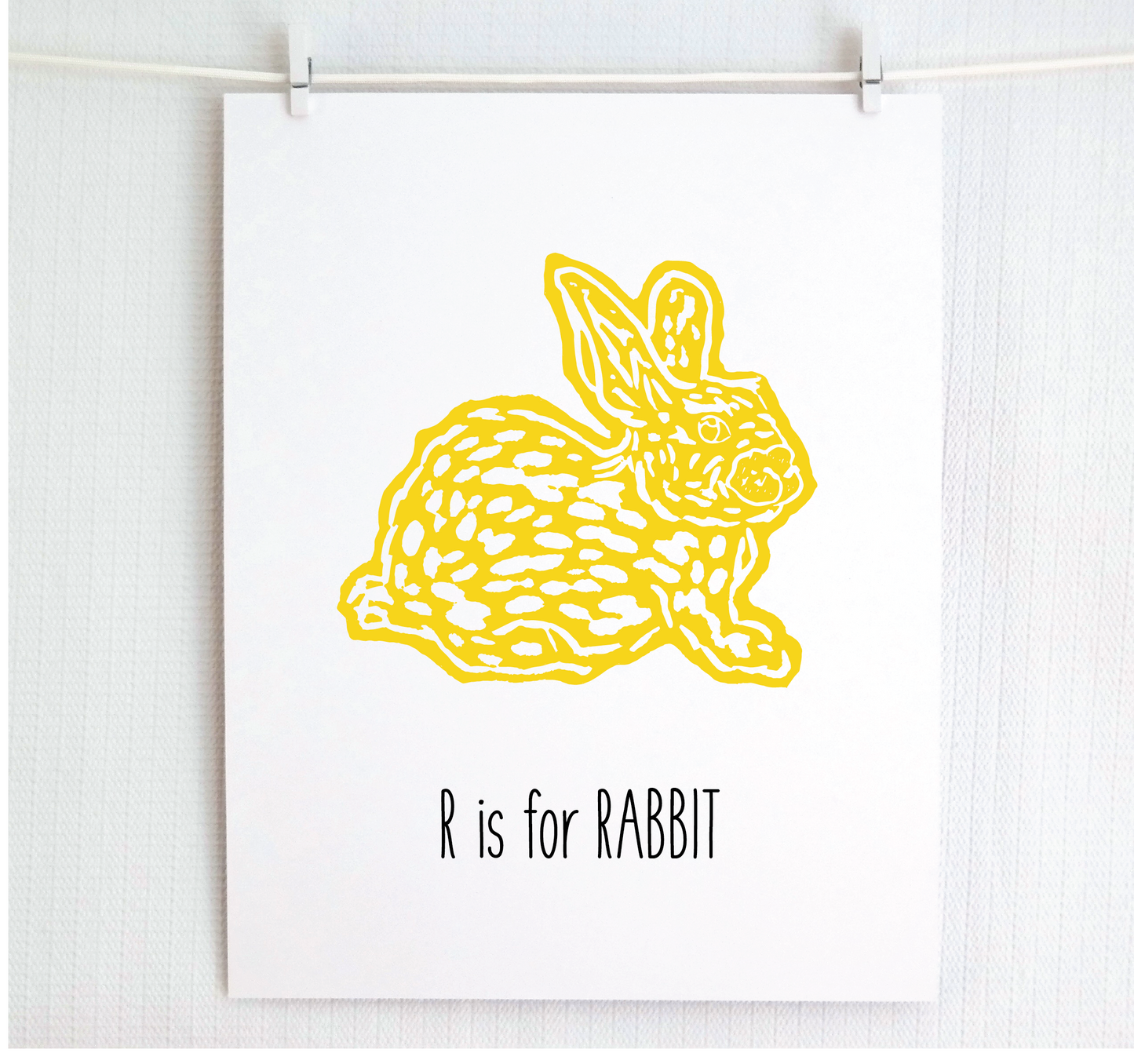 R is for Rabbit Illustrated Print