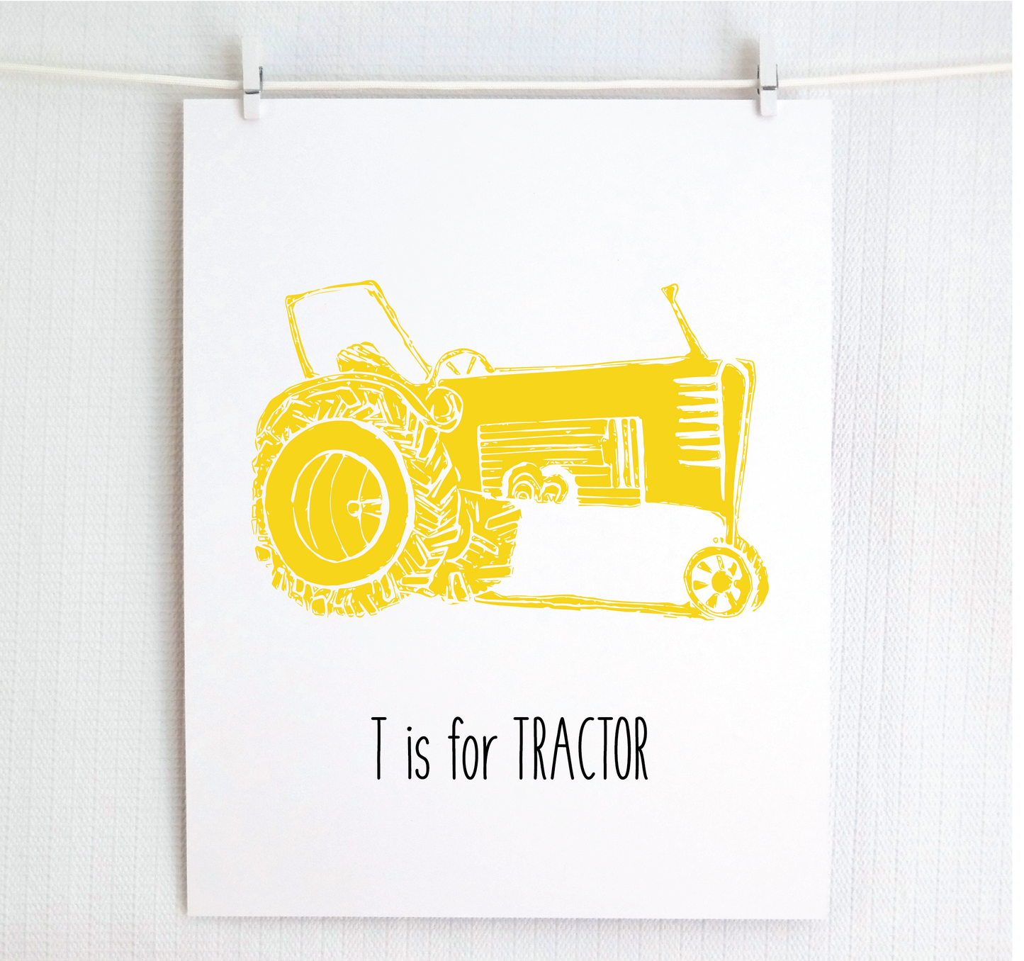 T is for Tractor Illustrated Print