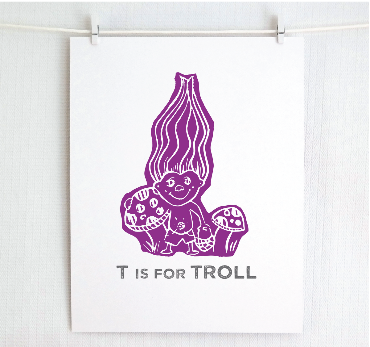 T is for Troll Illustrated Print
