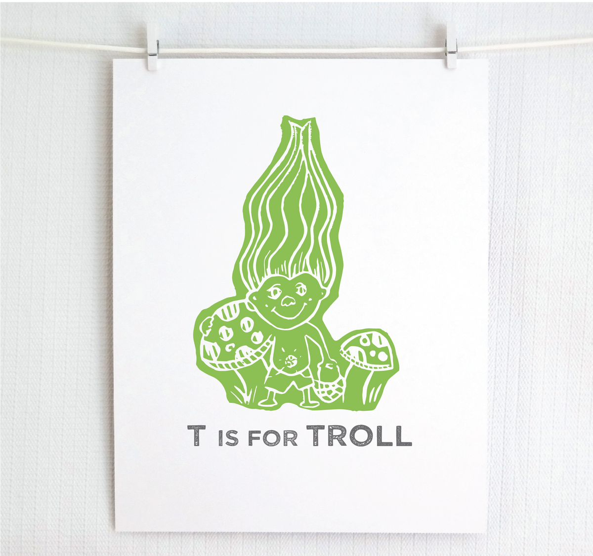 T is for Troll Illustrated Print