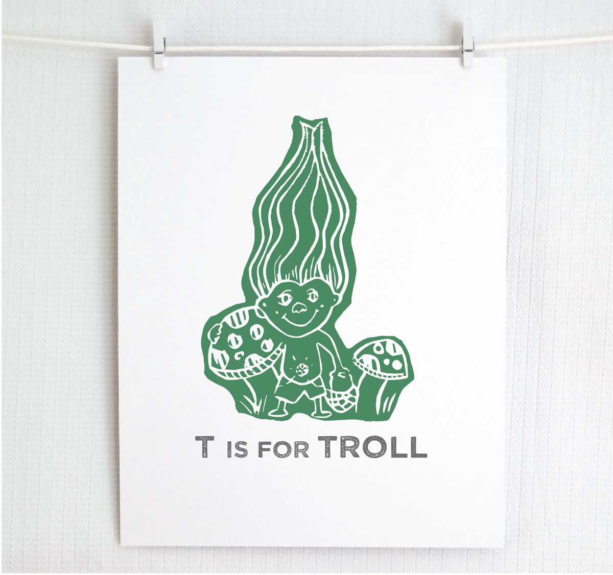 T is for Troll Illustrated Print