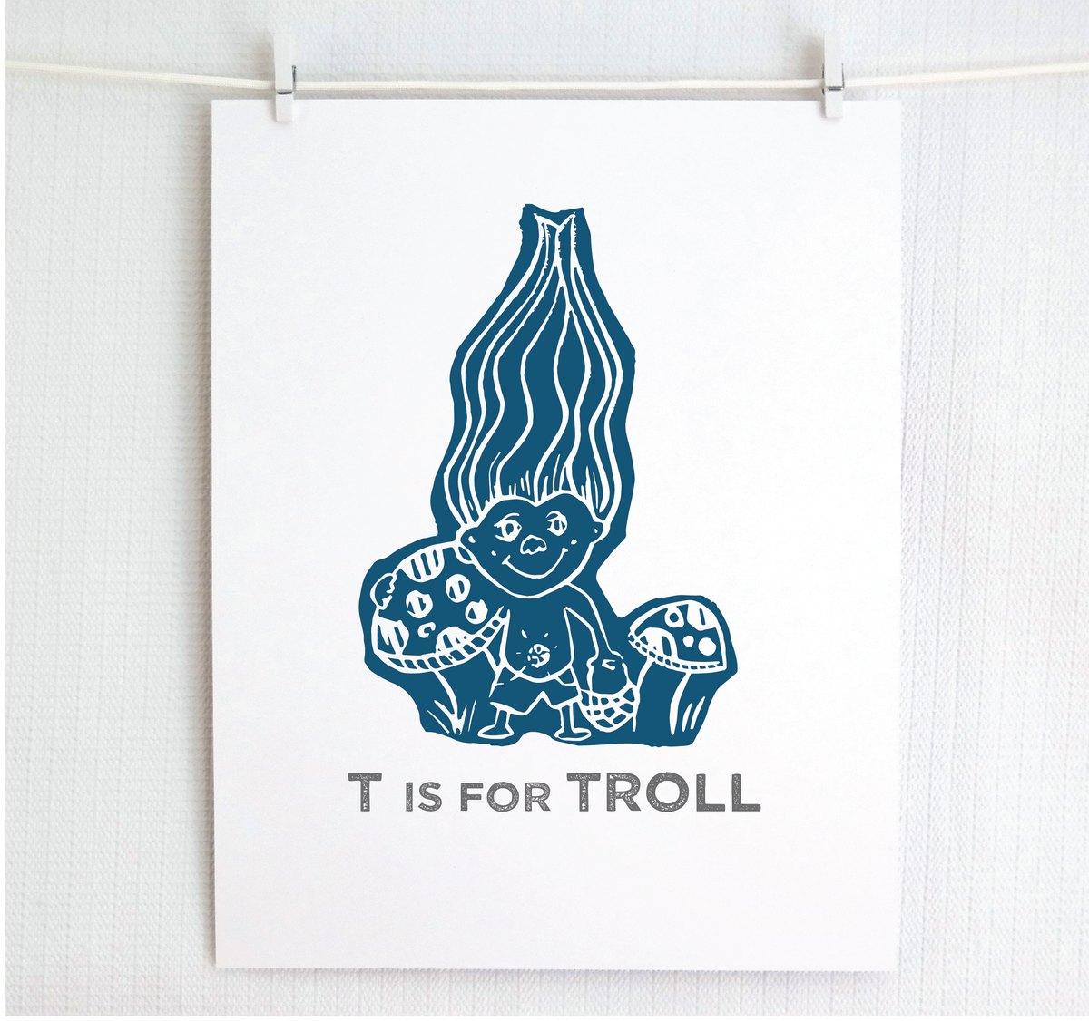 T is for Troll Illustrated Print