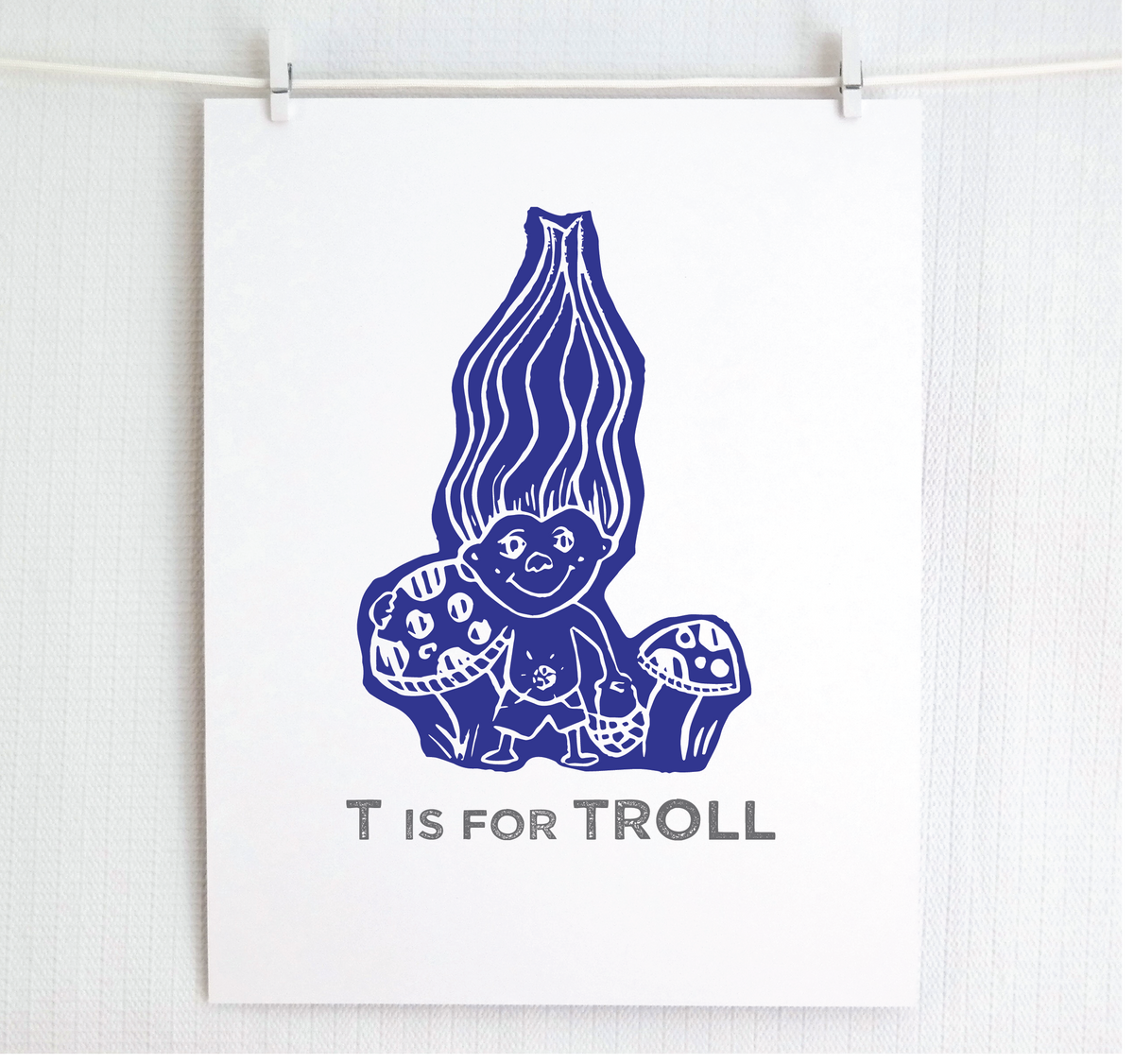 T is for Troll Illustrated Print