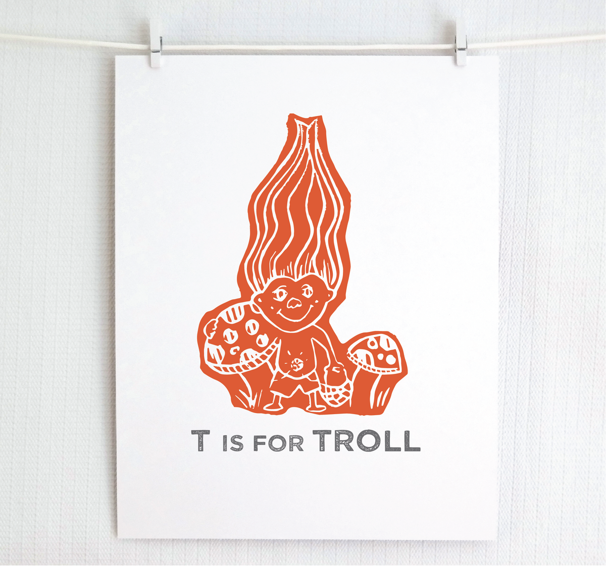 T is for Troll Illustrated Print