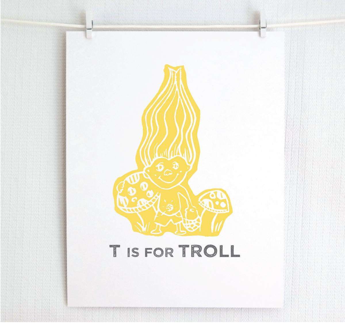 T is for Troll Illustrated Print
