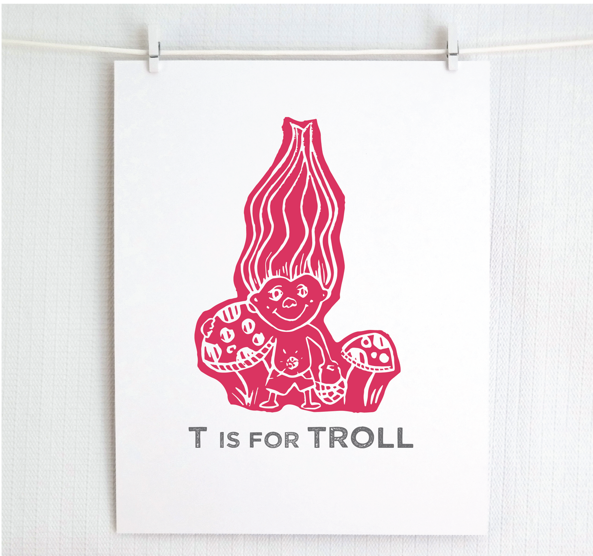 T is for Troll Illustrated Print