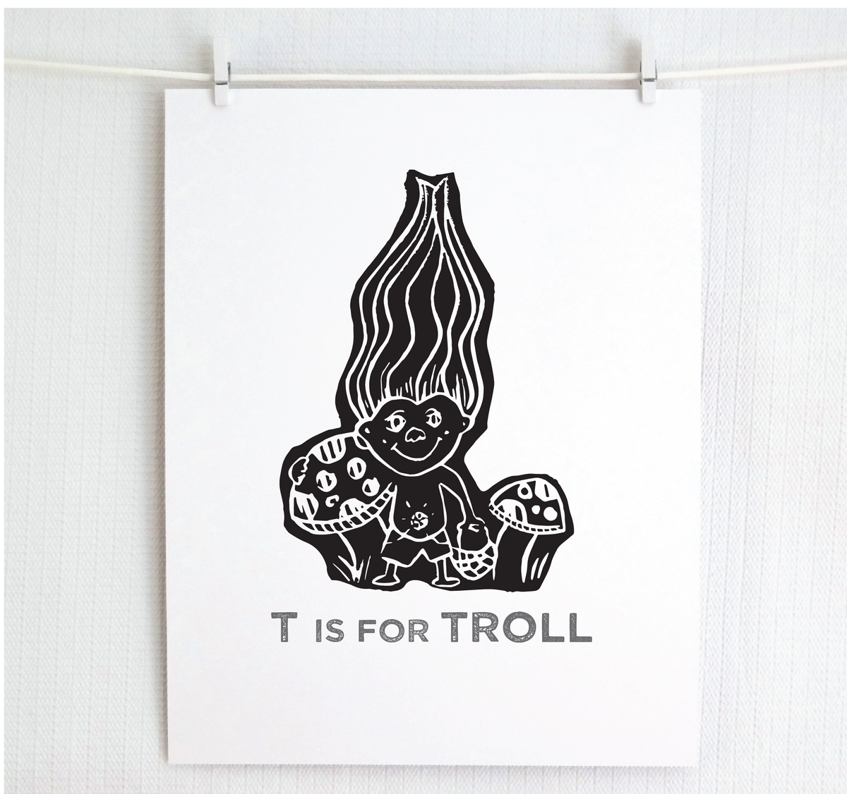 T is for Troll Illustrated Print