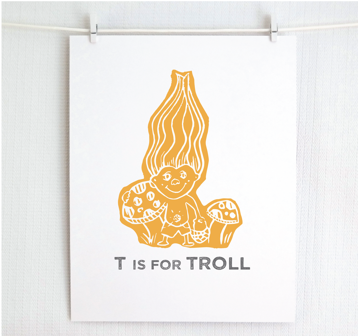 T is for Troll Illustrated Print