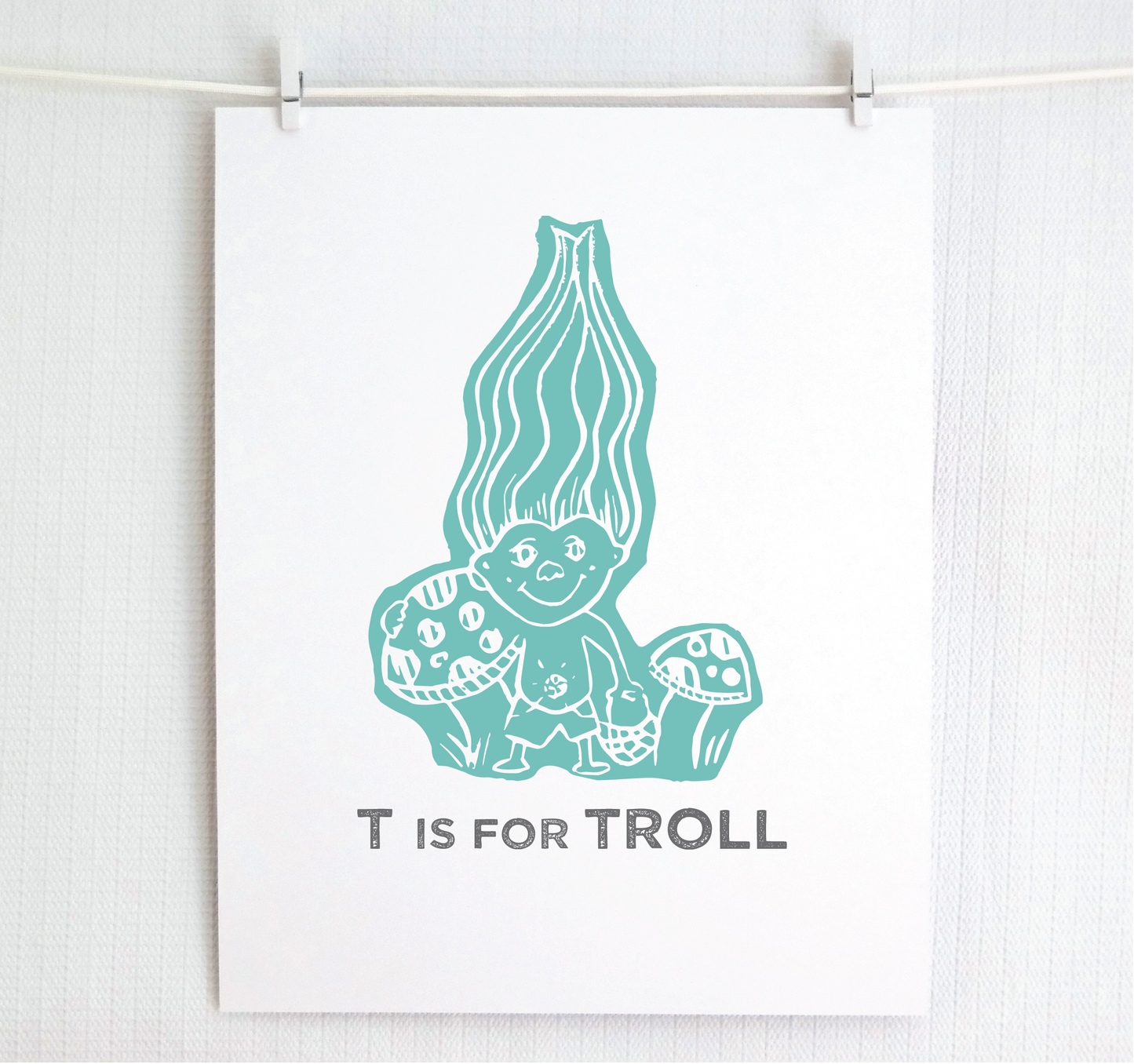 T is for Troll Illustrated Print