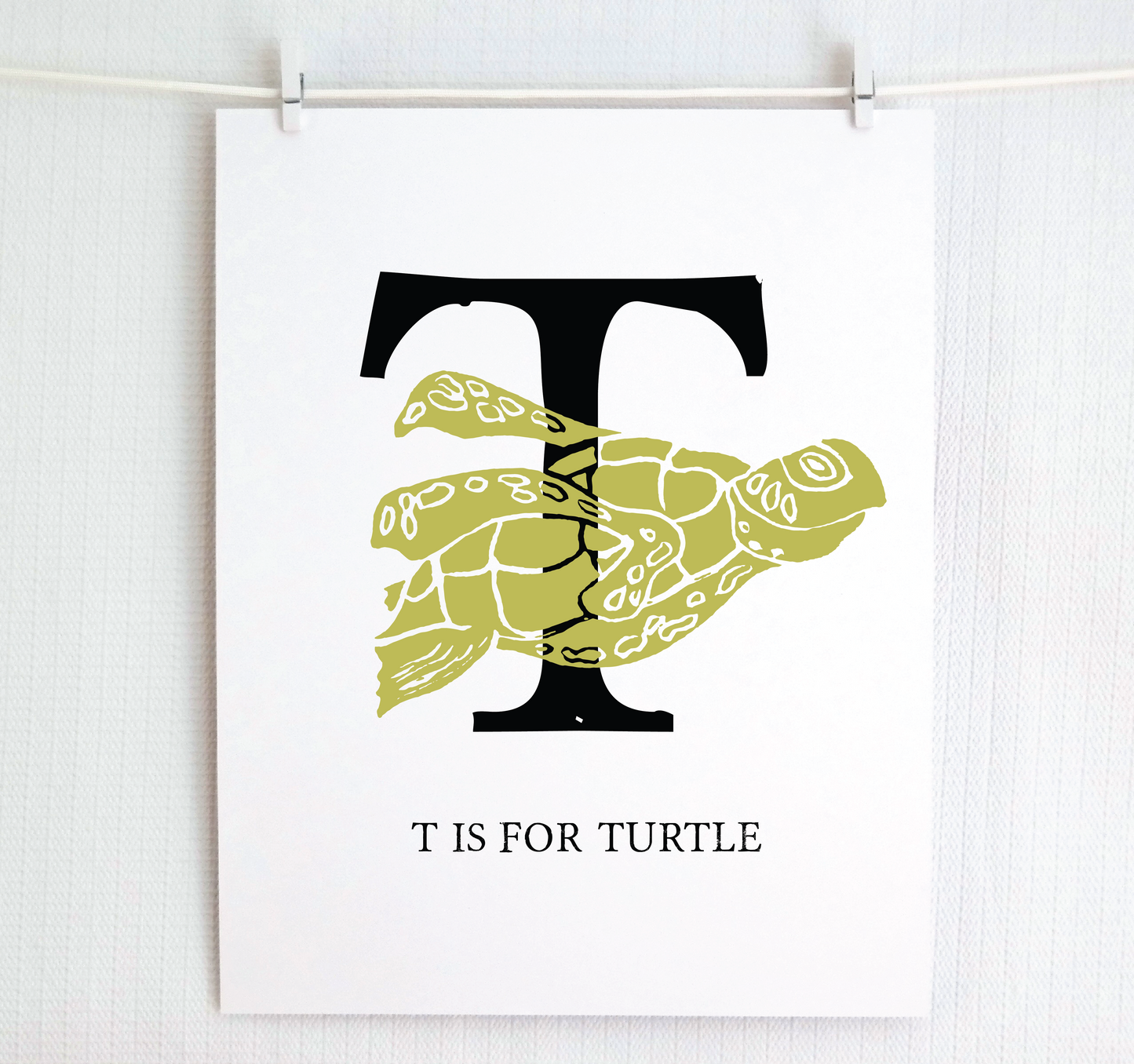 T is for Turtle Illustrated Print