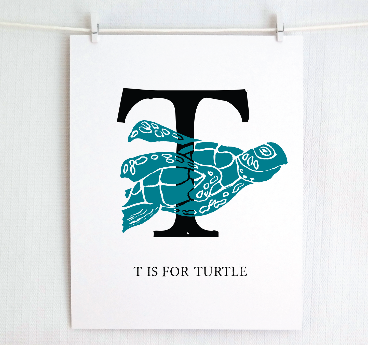 T is for Turtle Illustrated Print