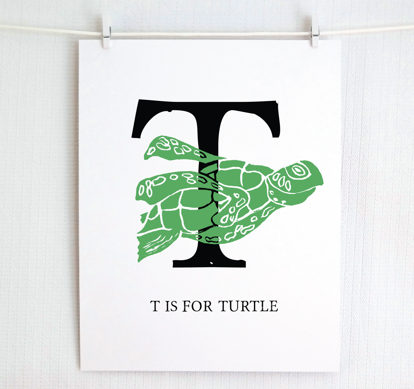 T is for Turtle Illustrated Print