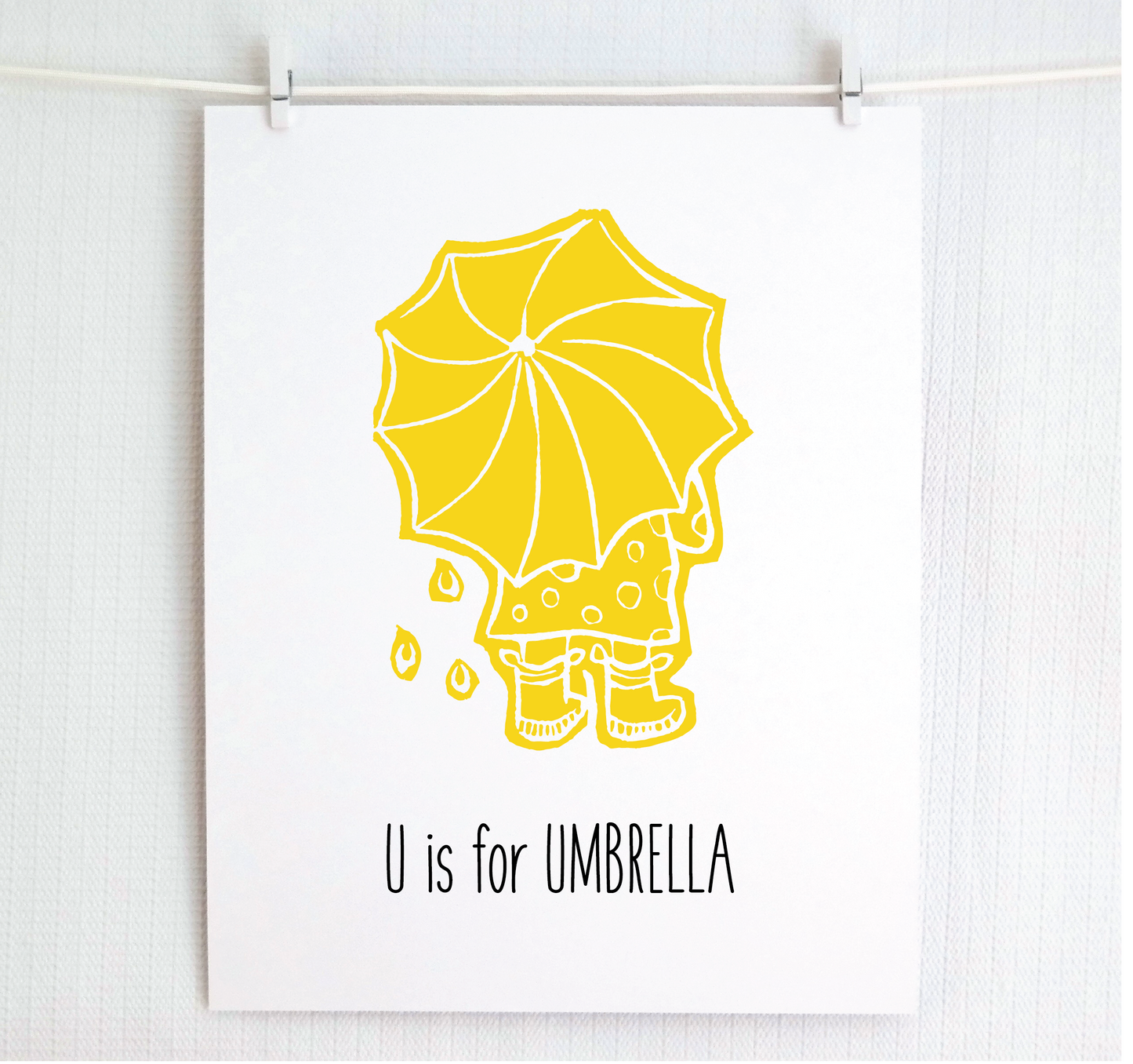 U is for Umbrella Illustrated Print