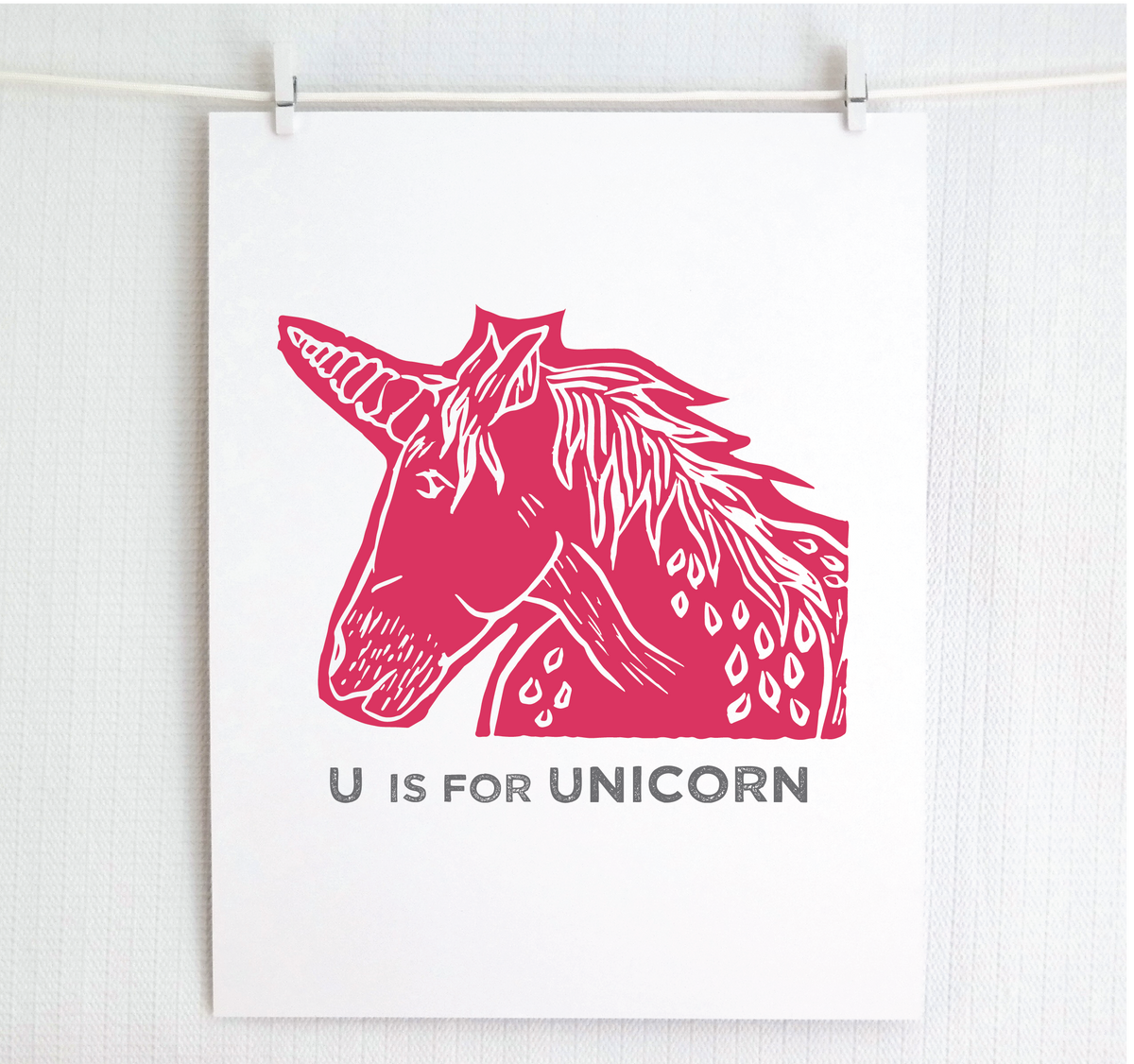U is for Unicorn Illustrated Print