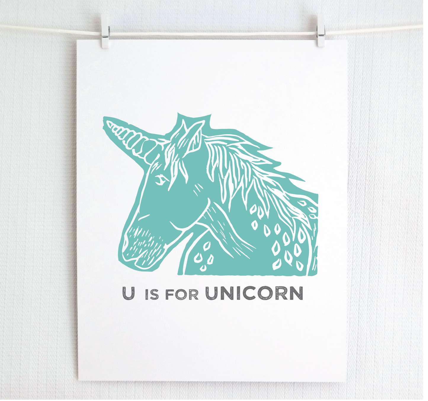 U is for Unicorn Illustrated Print