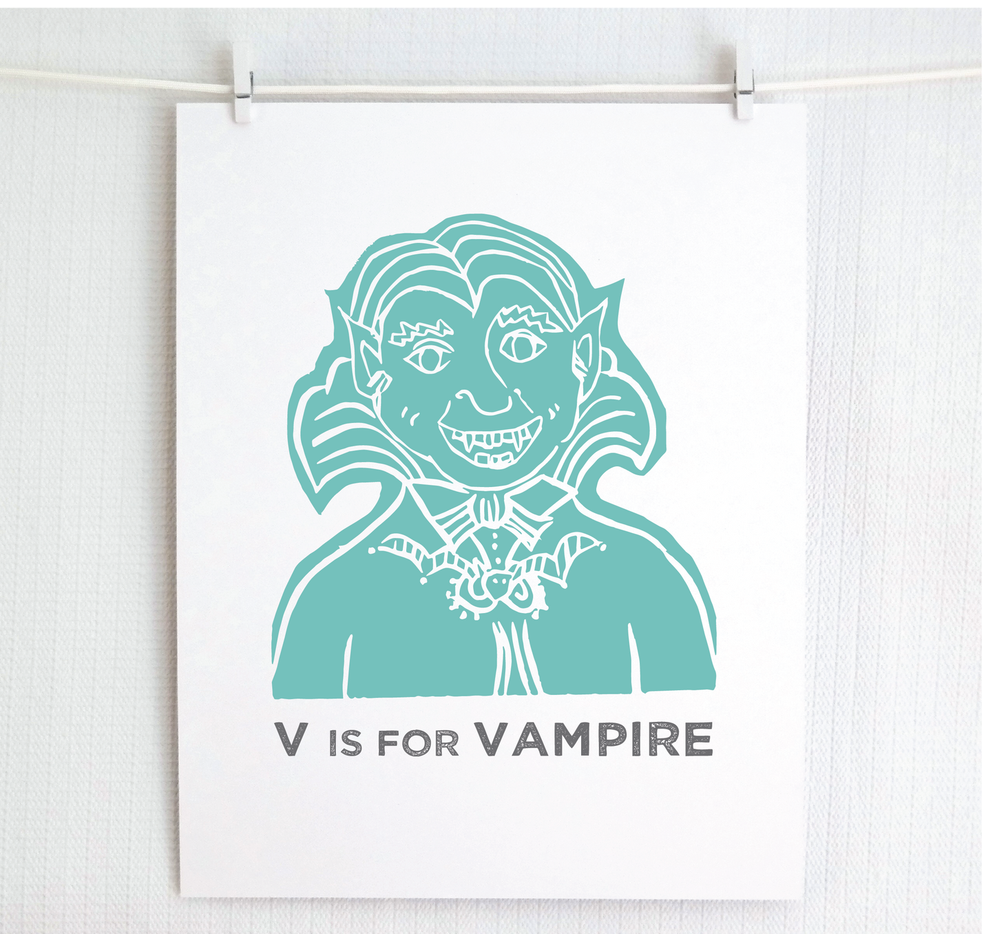 V is for Vampire Illustrated Print