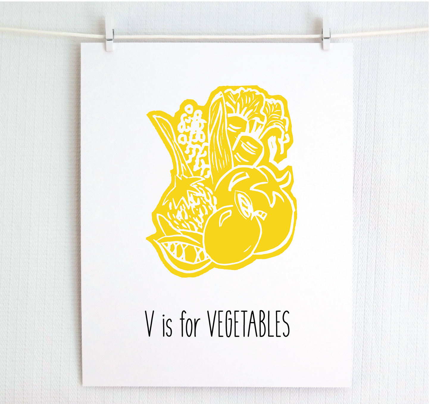V is for Vegetables Illustrated Print