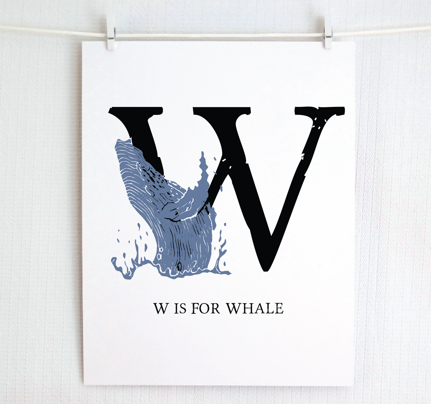 W is for Whale Illustrated Print