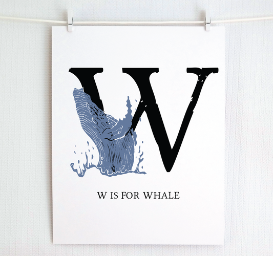 W is for Whale Illustrated Print