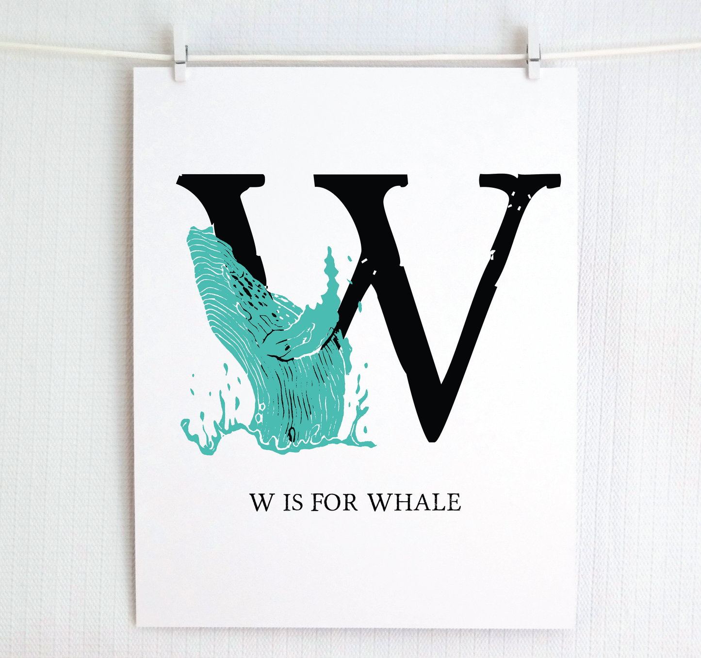 W is for Whale Illustrated Print