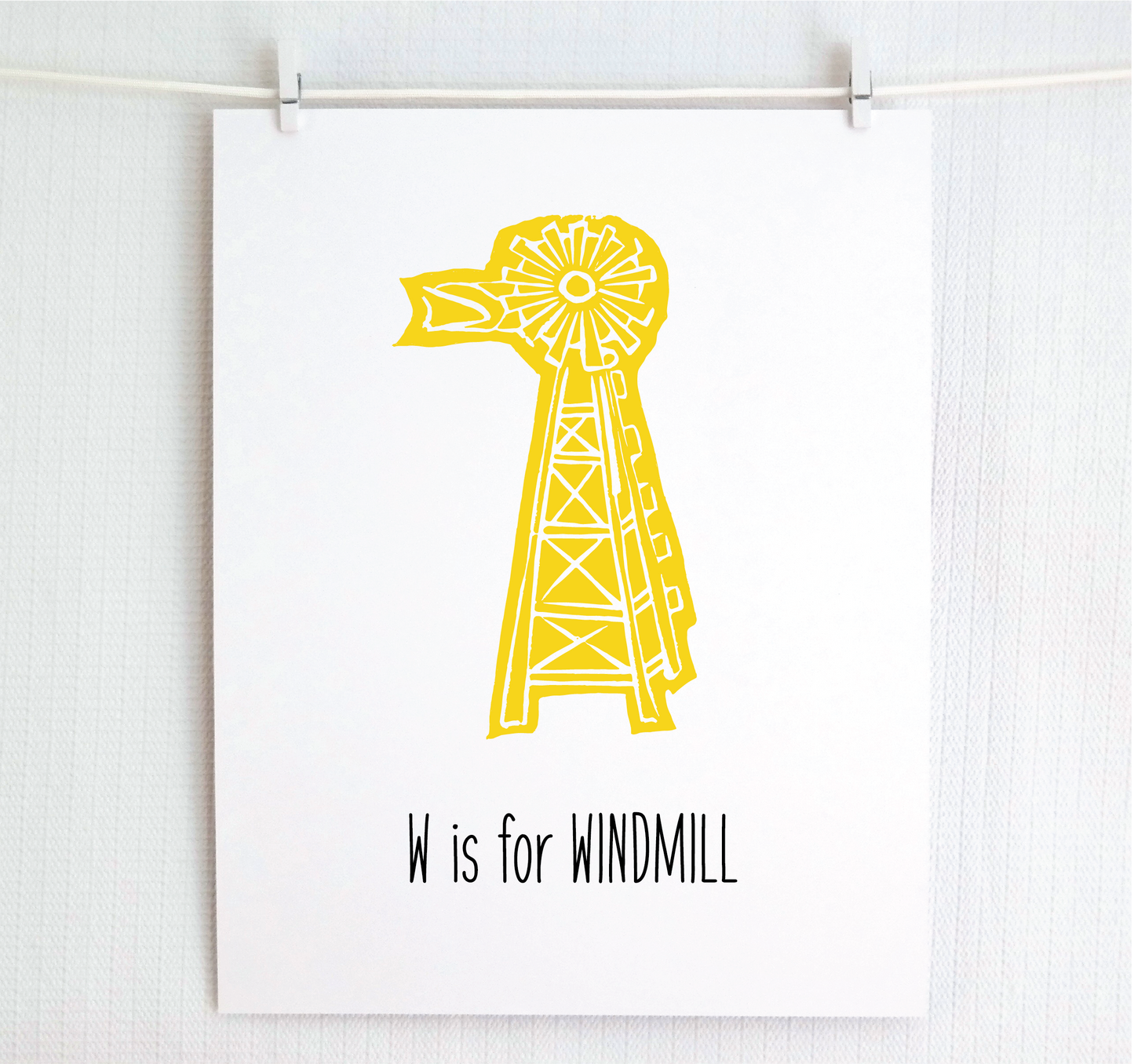 W is for Windmill Illustrated Print