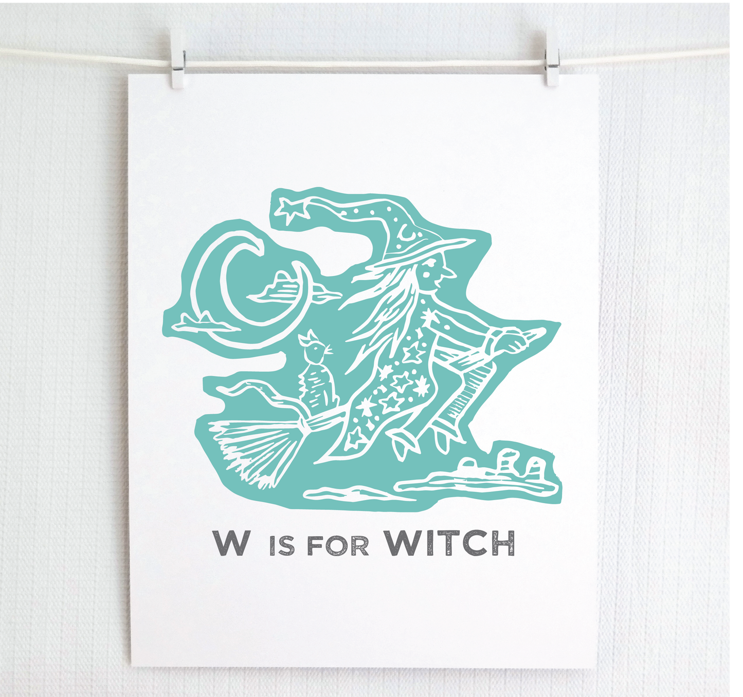 W is for Witch Illustrated Print