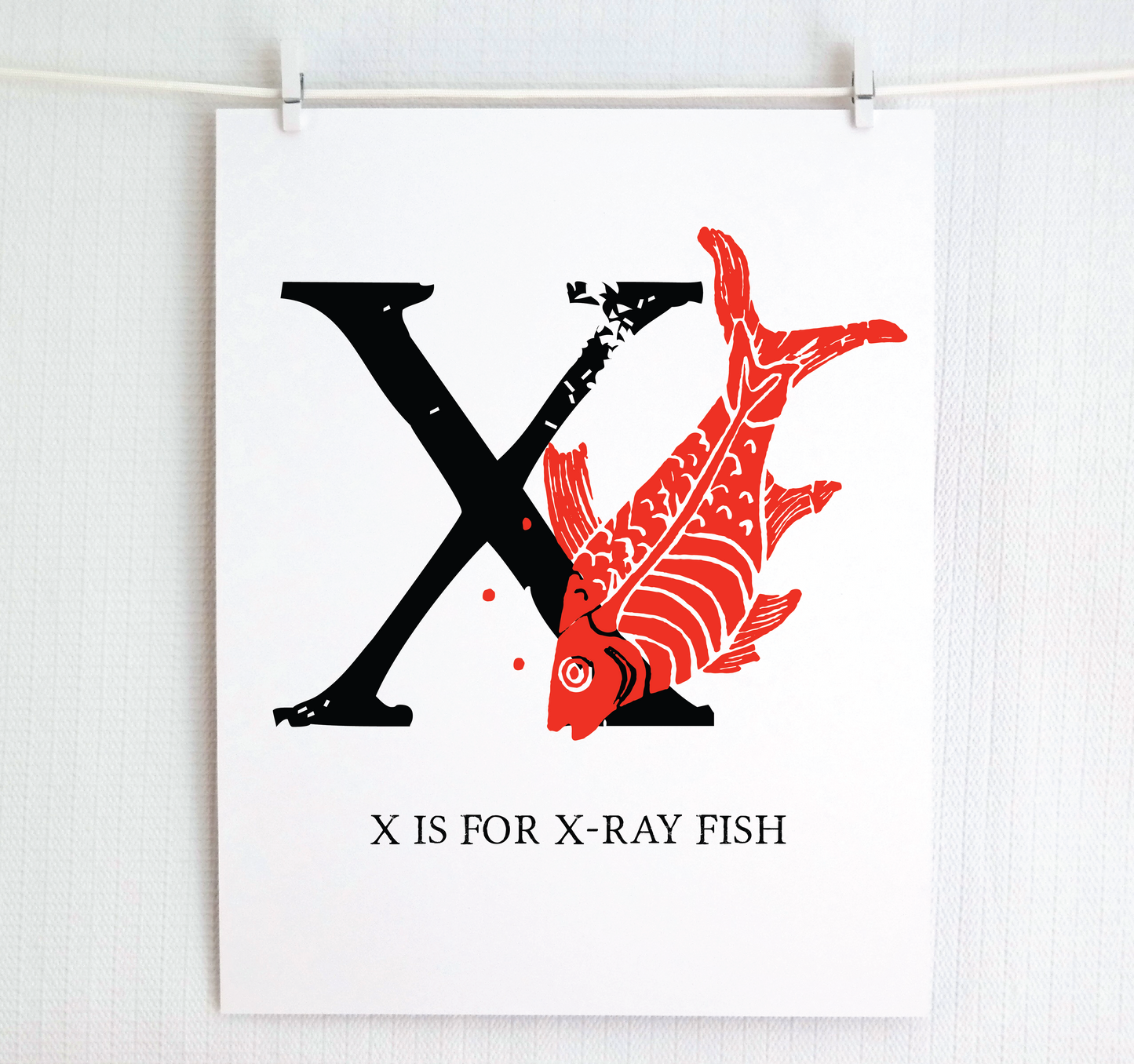 X is for X-Ray Fish Illustrated Print