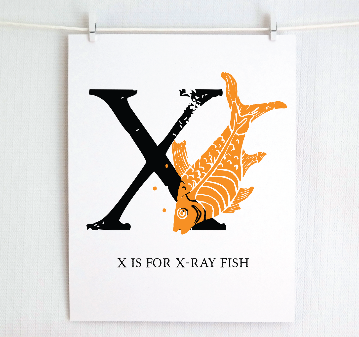 X is for X-Ray Fish Illustrated Print