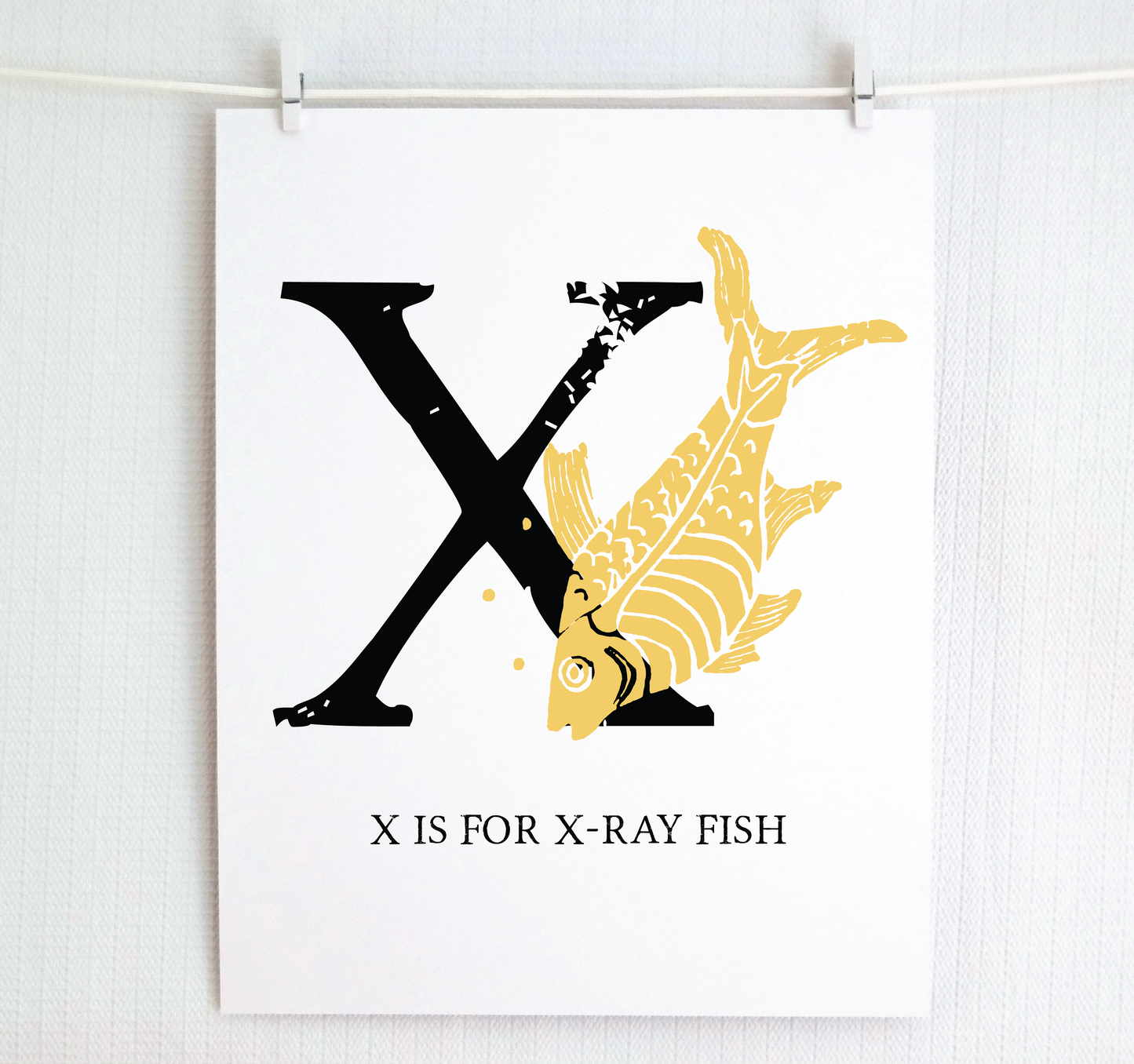 X is for X-Ray Fish Illustrated Print