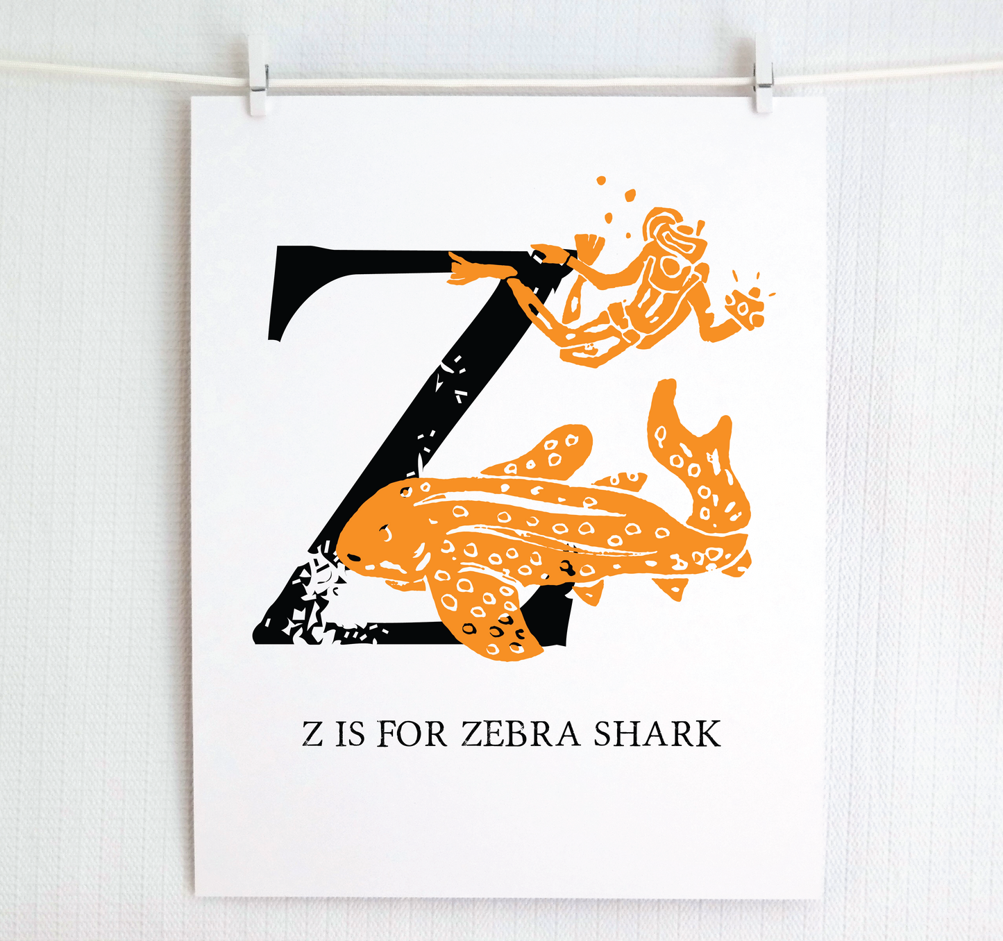 Z is for Zebra Shark Illustrated Print