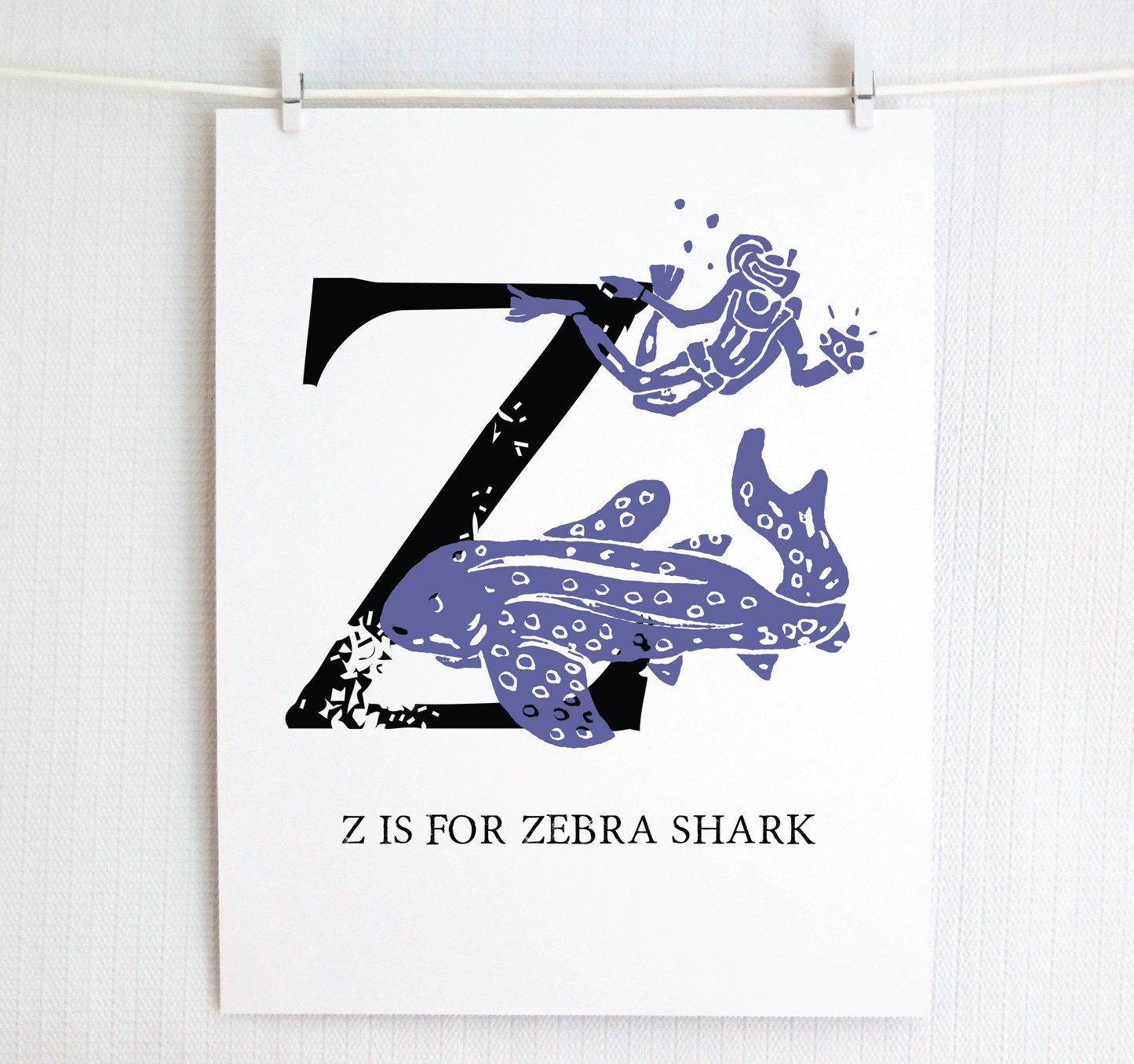 Z is for Zebra Shark Illustrated Print