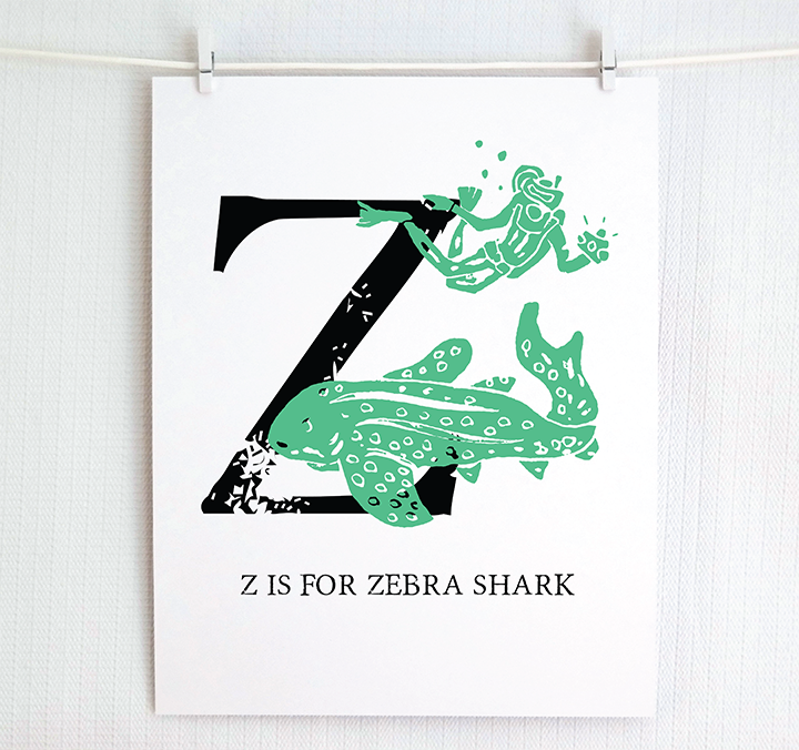 Z is for Zebra Shark Illustrated Print