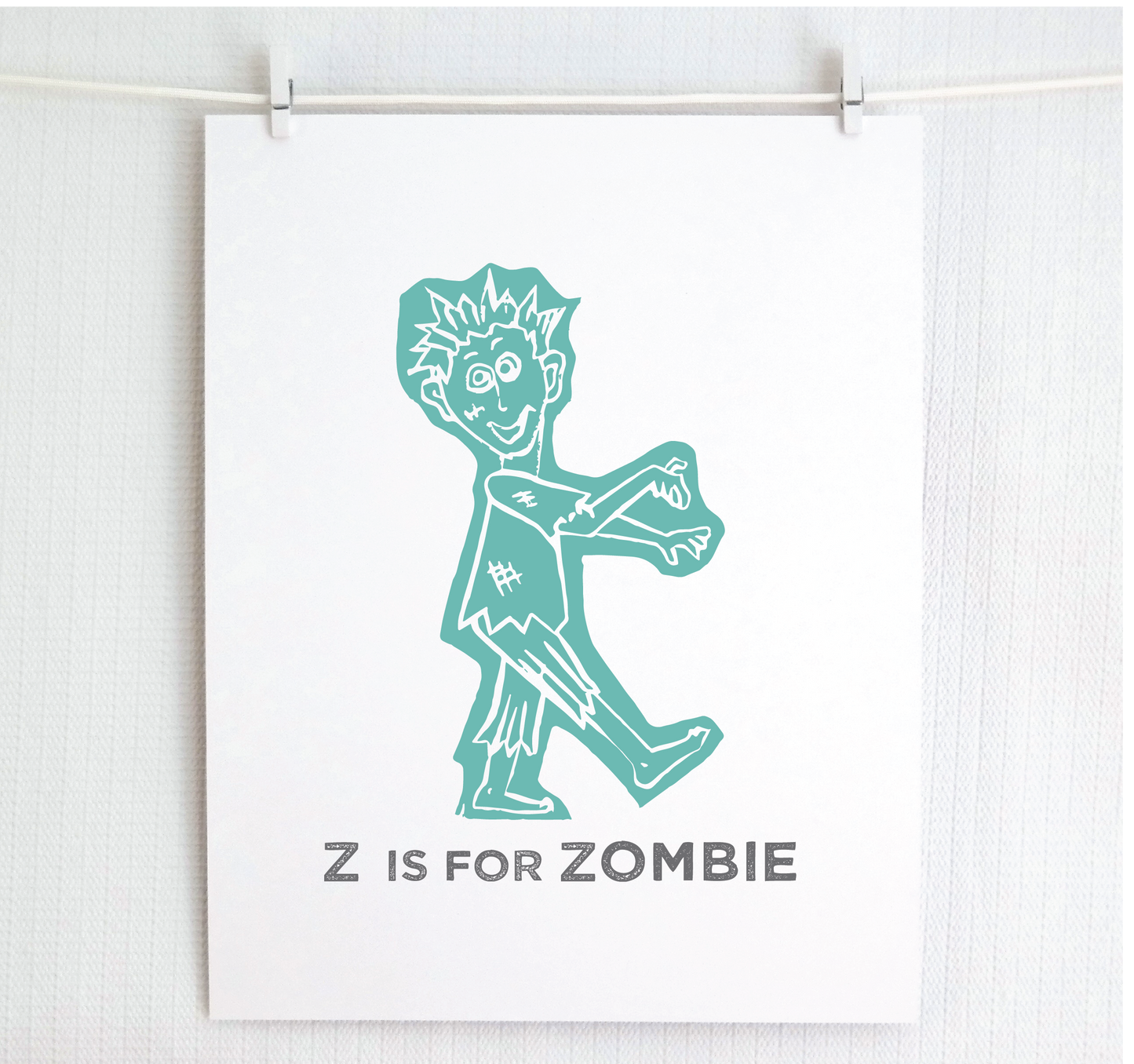 Z is for Zombie Illustrated Print