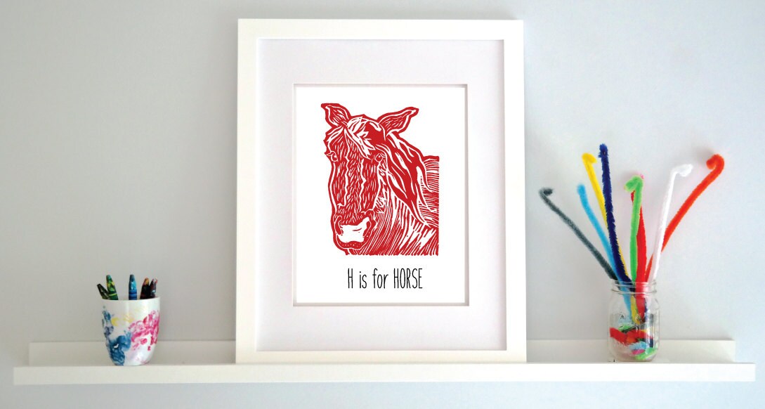 H is for Horse Illustrated Print