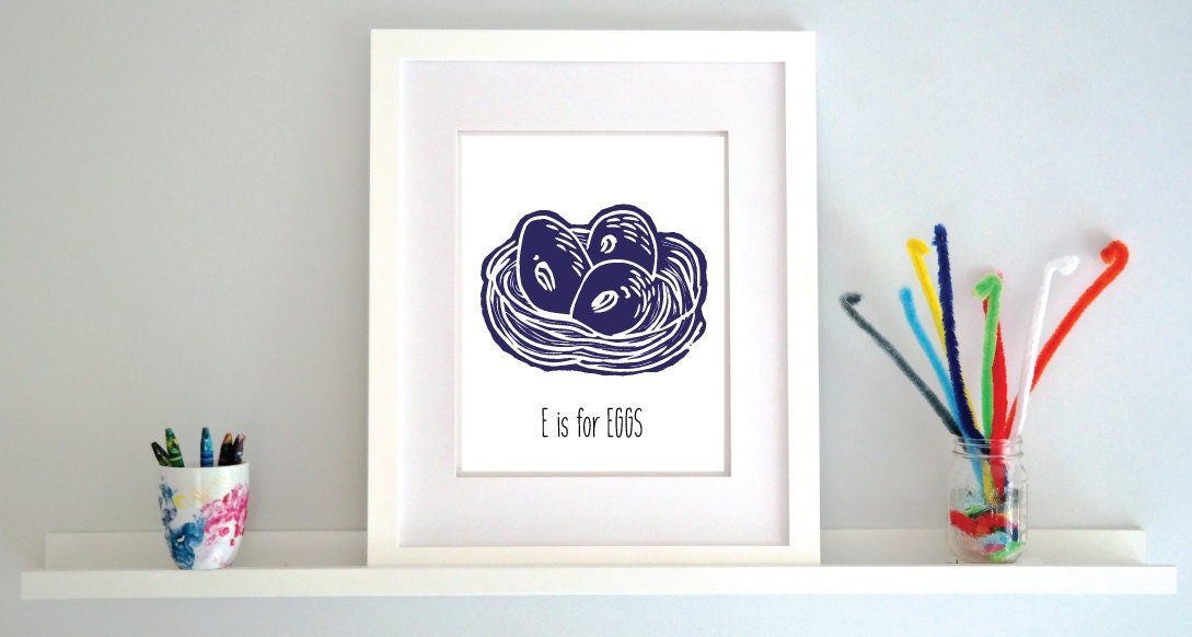E is for Eggs Illustrated Print