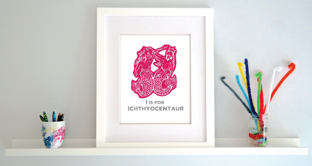 I is for Ichthyocentaur Illustrated Print