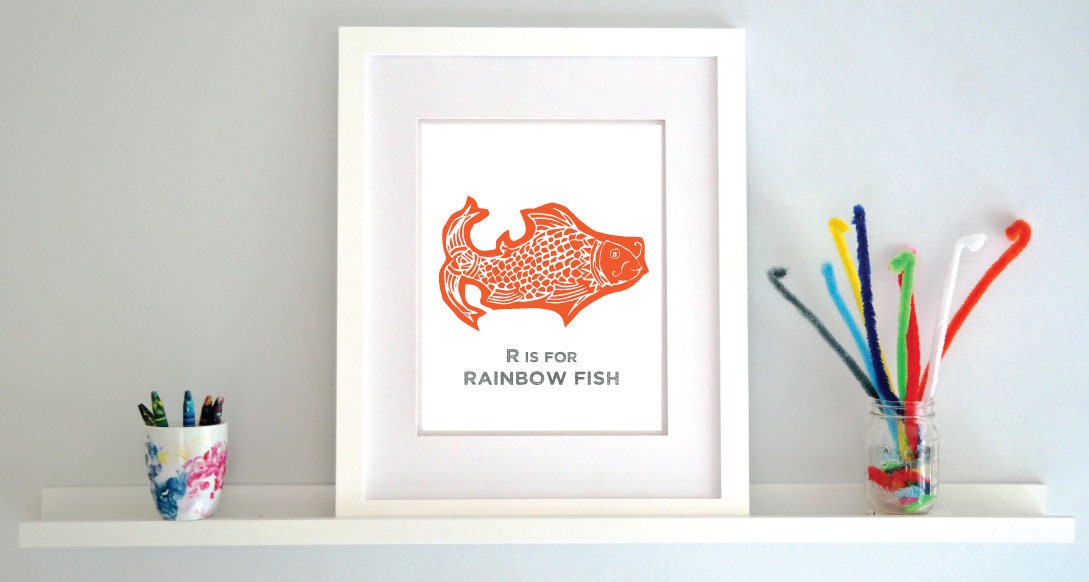 R is for Rainbow Fish Illustrated Print