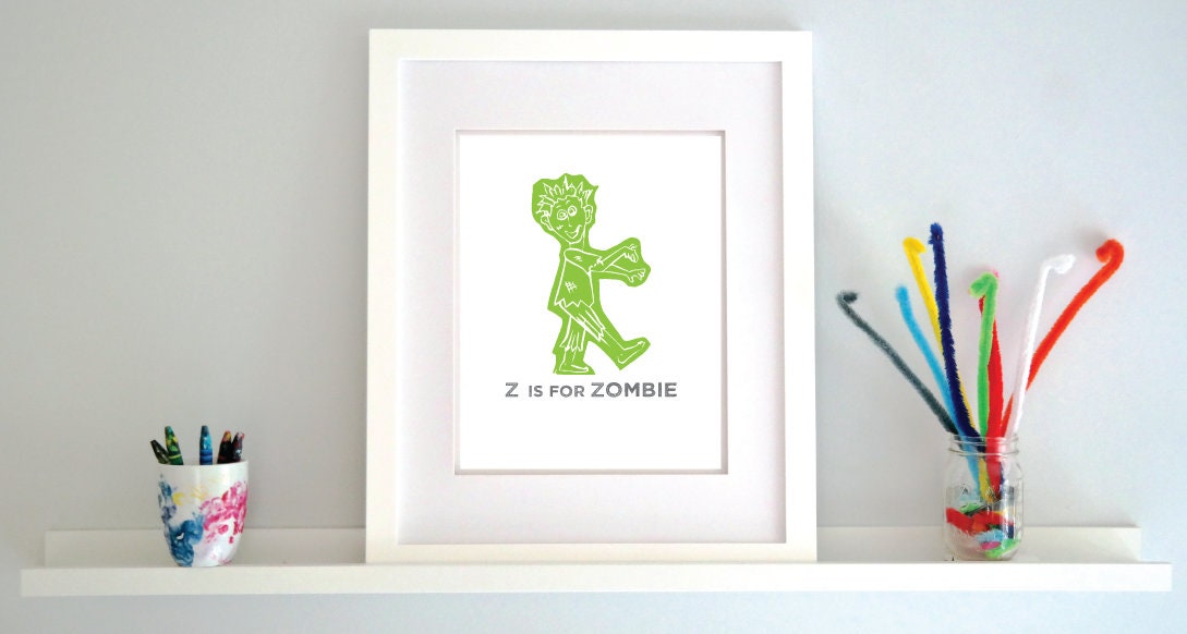 Z is for Zombie Illustrated Print