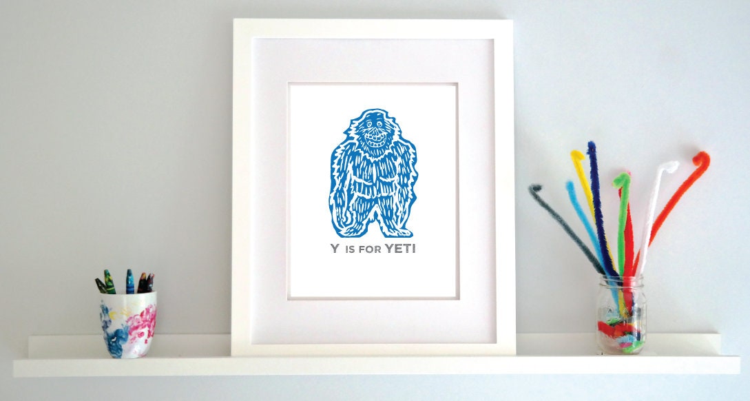 Y is for Yeti Illustrated Print
