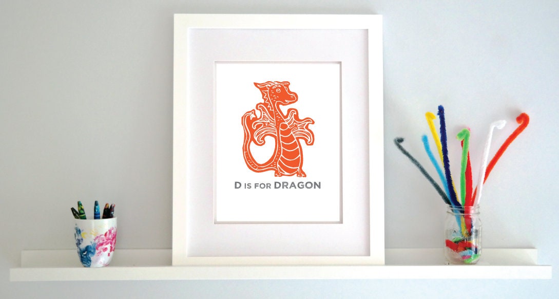 D is for Dragon Illustrated Print