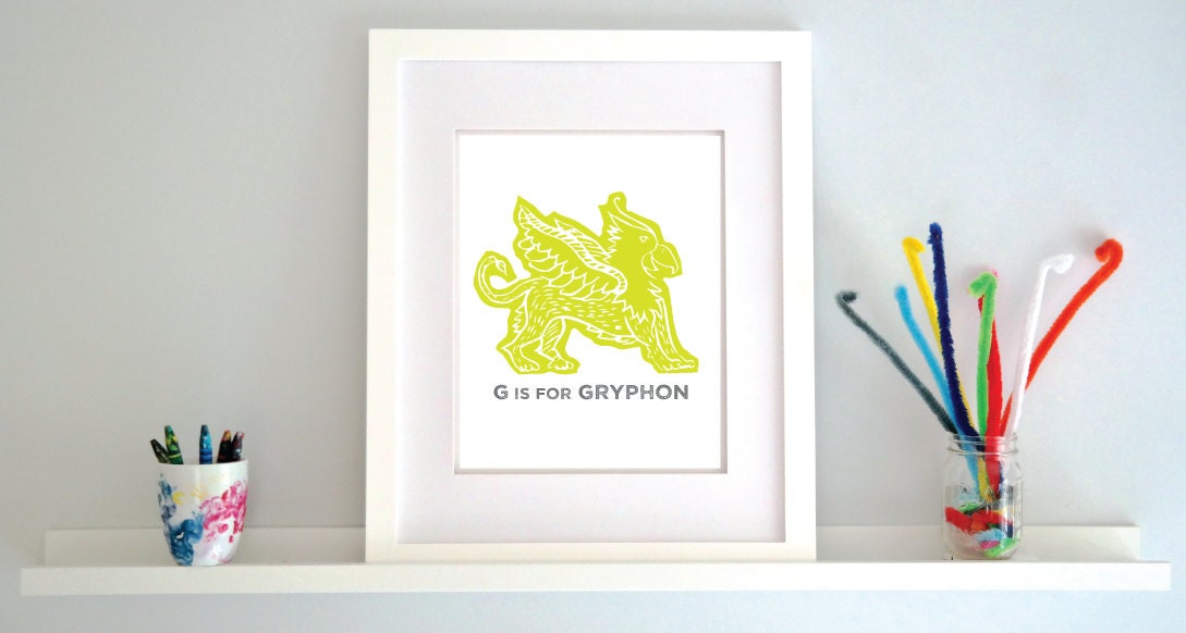 G is for Gryphon Illustrated Print