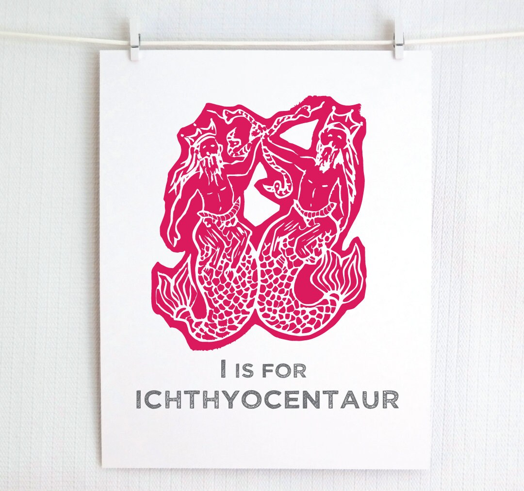 I is for Ichthyocentaur Illustrated Print
